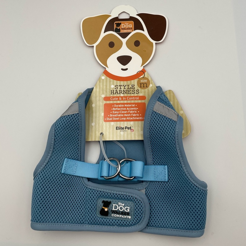 *New* Elite Pet & Co. Inc. The Dog Walker Company Light Blue Medium Harness